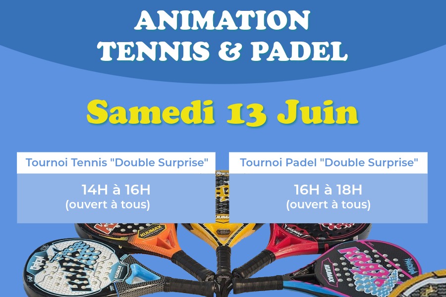 Animation Tennis & Padel Tournois « Doubles Surprises Adultes » – Samedi 13 Juin 2026