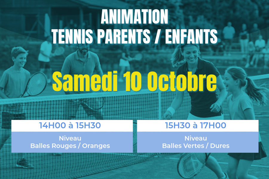 Animation tournoi de Tennis double parents / enfants – Samedi 10 Octobre 2026